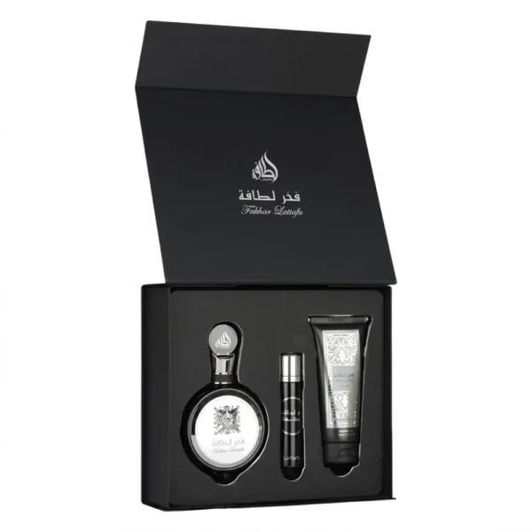 perfume-lattafa-kit-fakhar-100ml-12ml-100ml-body-lotion-9419-2174148 Fakhar Silver Set de Regalo